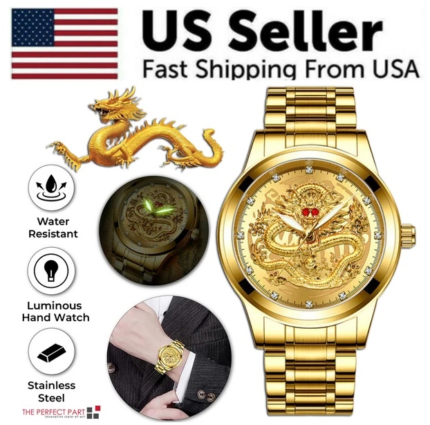 Business Gift Waterproof Gold Men's Diamond Quartz Watch Classic Stainless Steel - Image 6