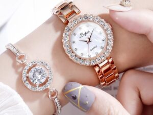 Watches-Set Bangle Clock Bracelet Wrist-Watch Quartz Women Fashion Ladies Brand Luxury