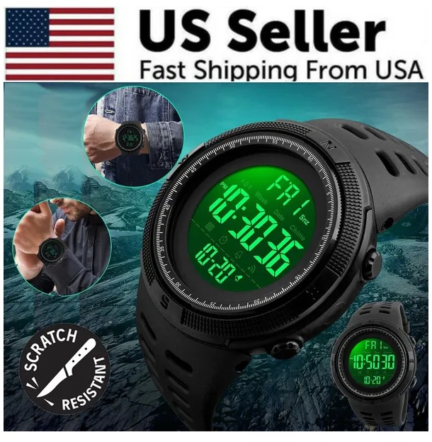 SKMEI Men's Digital Army Military Sport Quartz Analog Chrono Waterproof Watch US - Image 2