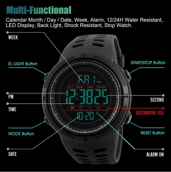 SKMEI Men's Digital Army Military Sport Quartz Analog Chrono Waterproof Watch US - Image 6