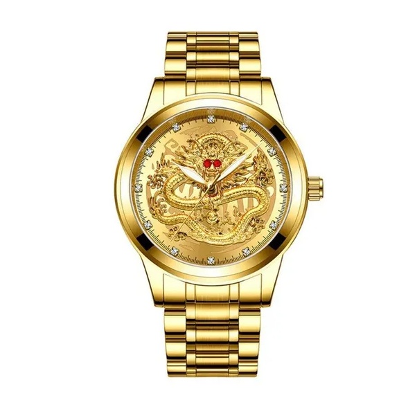 Business Gift Waterproof Gold Men's Diamond Quartz Watch Classic Stainless Steel - Image 5